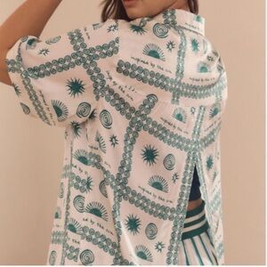 NWT Anthropologie Agathe Marty Celestial Sun Button-Down Shirt size XS petite